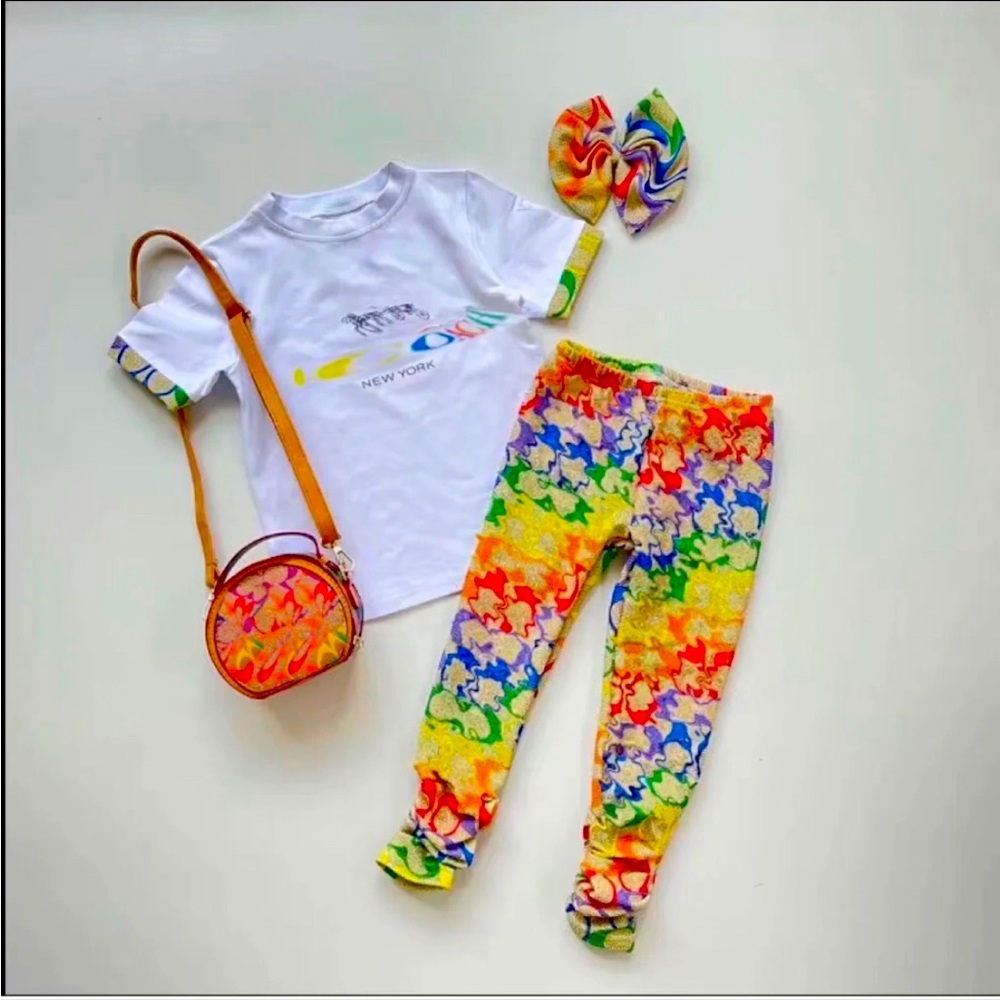 Coach matching set comes with hair bow, purse leggings and Shirt